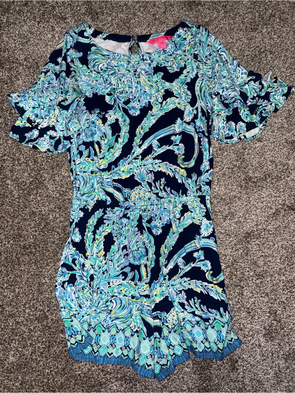 Navy Blue Floral Print Romper by Lilly Pulitzer